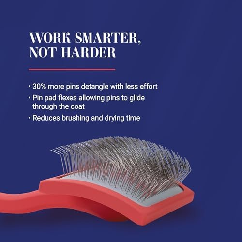 Chris Christensen Big G Dog Slicker Brush for Dogs (Goldendoodles, Labradoodles, Poodles), Groom Like a Professional, Fluff Detangle Style, Saves Time Energy, Coral, Large