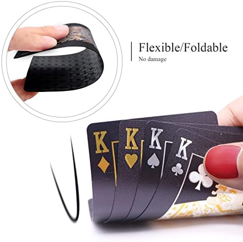 ACELION Waterproof Playing Cards, Plastic Playing Cards, Deck of Cards, Gift Poker (Black Diamond Cards)