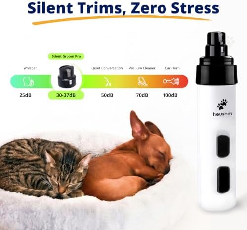 Silent Groom Pro Pet Nail Grinder | Whisper Quiet Dog Nail Grinder | Claw Trimmer for Dogs, Cats & Other Animals | Safe & Stress Free Nail Grooming, Ideal for Sensitive Dogs of All Breeds &Sizes