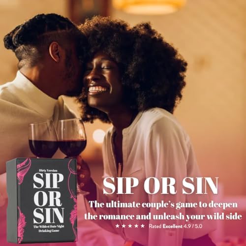 Sip Or Sin Drinking Couple Game - Freaky Couples Game for Romantic Date Night, Anniversary & Valentine's Day Gift. 114 Spicy Dares & Questions