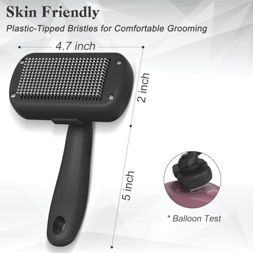 Dipoo Self Cleaning Shedding Brush - Skin Friendly Grooming Tool for Dogs, Cats, and Puppies, Deshedding and Hair Removal for Long and Short Haired Pets, Black | Skin Friendly Grooming Deshedding Tool and Hair Removal for Long and Short Haired Pets