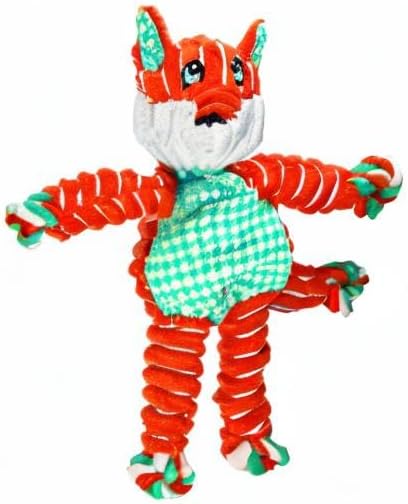 KONG Floppy Knots Rope and Plush Dog Toy, Fox, Medium/Large | Knotted Rope & Plush Toy with Minimal Stuffing & a Squeaker, Great for Teething, Tugging & Lively Play