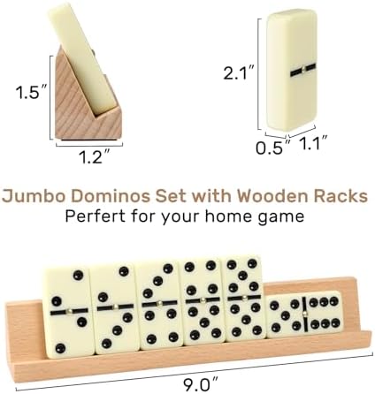 Dominoes Set Adults with 4 Wooden Racks/Trays Double Six Dominoes Travel Set with Portable Case Double 6 Dominoes Set with 4 Tiles Holders 28 Tiles Dominos Set Family Classic Board Games White