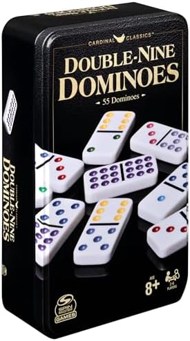 Spin Master Games Double 9 Dominoes Set in Storage Tin Classic Tile Game