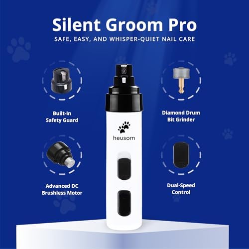 Silent Groom Pro Pet Nail Grinder | Whisper Quiet Dog Nail Grinder | Claw Trimmer for Dogs, Cats & Other Animals | Safe & Stress Free Nail Grooming, Ideal for Sensitive Dogs of All Breeds &Sizes