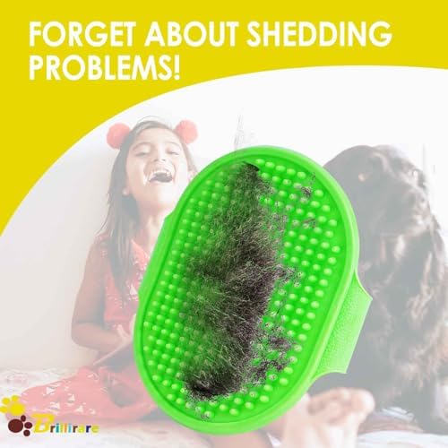 2 Pack Dog Grooming Brush, Premium Soft Silicone Pet Bath Brushes with Adjustable Handle, Shampoo Soothing Comb for Wet Dry Long Short Haired Dogs & Cats Massaging, Deshedding
