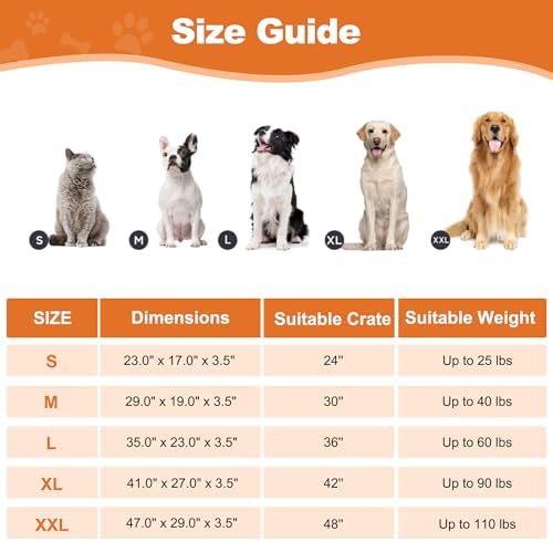 POCBLUE Deluxe Washable Dog Bed for Large Dogs Dog Crate Mat 35 Inch Comfy Fluffy Kennel Pad Anti-Slip for Dogs Up to 60 lbs, 35" x 23", Grey