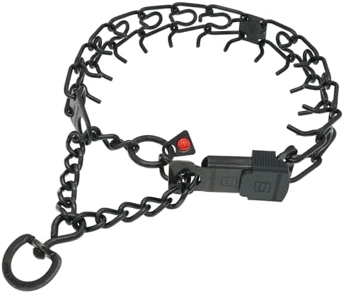 Herm Sprenger Black Stainless Steel Dog Collar with Short Links and Quick Release ClicLock Buckle Made in Germany (20in x 3.0mm (Neck Size up to 16-17in)