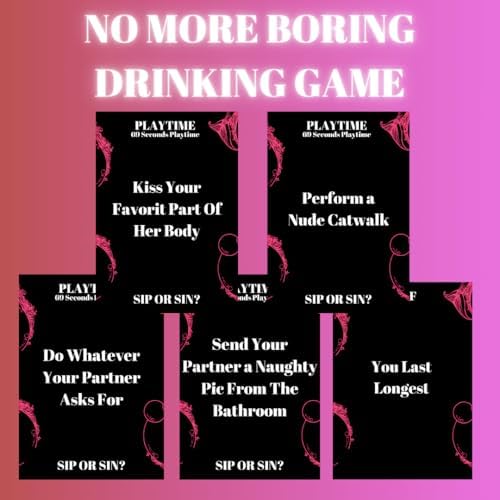 Sip Or Sin Drinking Couple Game - Freaky Couples Game for Romantic Date Night, Anniversary & Valentine's Day Gift. 114 Spicy Dares & Questions