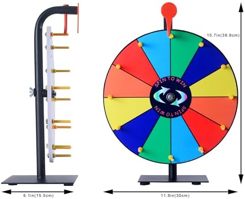 12 Slots Prize Wheel,12 Inch Prizes Spinner with Stand and Heavy Duty Base,Ruleta De Premios,Spin The Wheel for Fortune Spinning Game Carnival & Engaging Home Parties,Tradeshow.