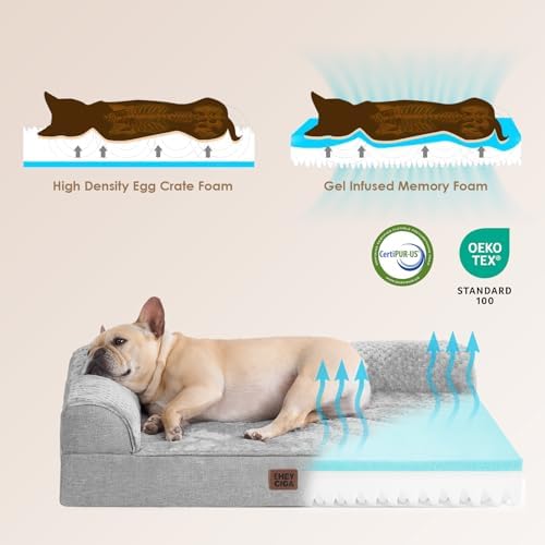 EHEYCIGA Orthopedic Dog Bed Medium Size, Memory Foam Dog Bed, Grey