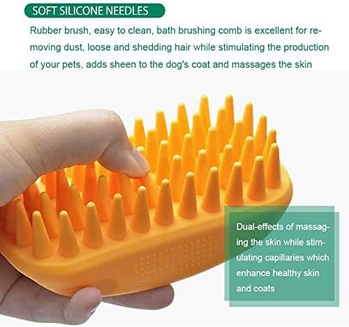 Pet Silicone Shampoo Brush for Long & Short Hair Medium Large Pets Dogs Cats,Shower Wash Curry Brush,Dog hair Products Accessories Dog Back Massage for Long & Short Hair Small Large Pets Dogs(Green)