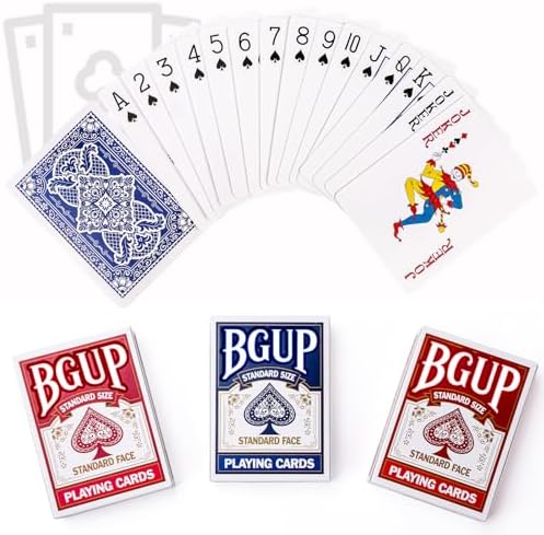 Playing Cards, 16 Decks of Cards Bulk Standard Size Poker Cards, Perfect for Classic Card Games, Party Games, Blackjack, Card Games for Families & Magic Performances (Red/Blue)