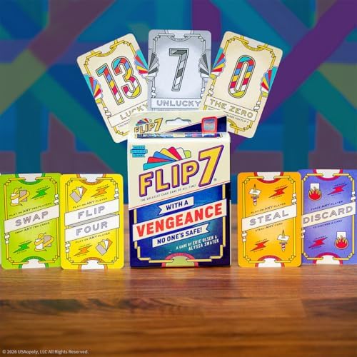 Flip 7: with a Vengeance, Addictive Press Your Luck Game, New Special Action Cards & Negative Modifiers, Sequel to the Classic Fast-Paced, Easy to Teach Card Game: Flip 7, from The Op Games, Ages 8+