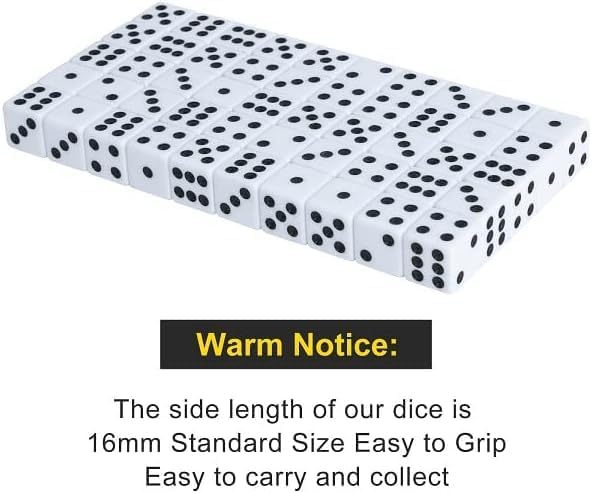 50 Pack 16MM White Dice - Six Sided Standard Opaque