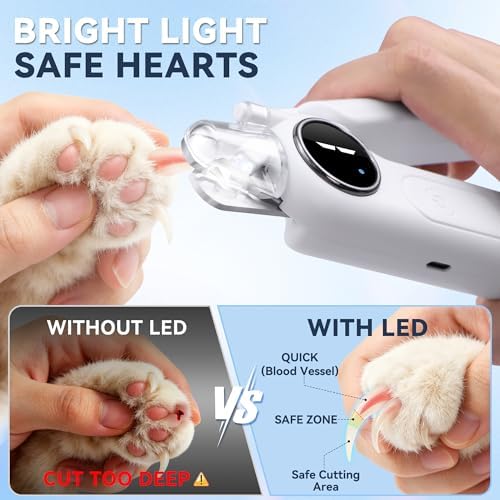 2-in-1 Quiet Electric Pet Nail Clipper & Grinder with Light for Dogs Cats