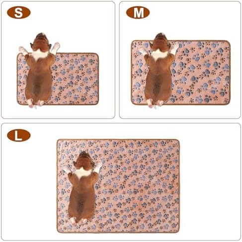 1 Pack 3 Blankets Super Soft Fluffy Premium Fleece Pet Blanket Flannel Paw Printed Throw for Dog Puppy Cat (Small 23x16'', Brown, Pink, White)