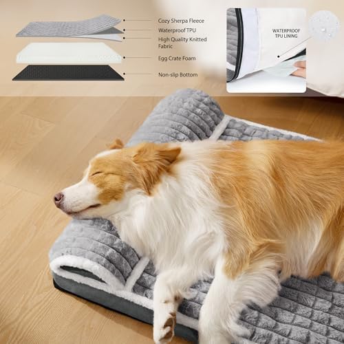 Orthopedic Large Dog Bed Pillow Pet Sofa Bed 36''X24'' Grey