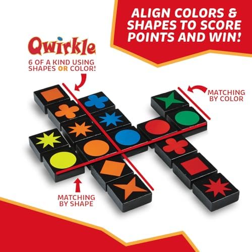 MindWare Qwirkle with Trays Strategy Board Game, 108 Wooden Tiles