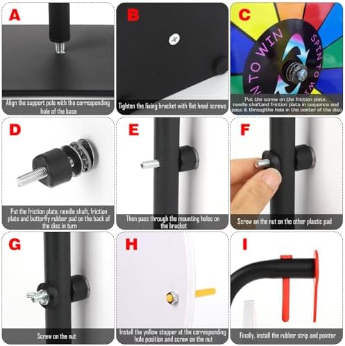 12 Slots Prize Wheel,12 Inch Prizes Spinner with Stand and Heavy Duty Base,Ruleta De Premios,Spin The Wheel for Fortune Spinning Game Carnival & Engaging Home Parties,Tradeshow.