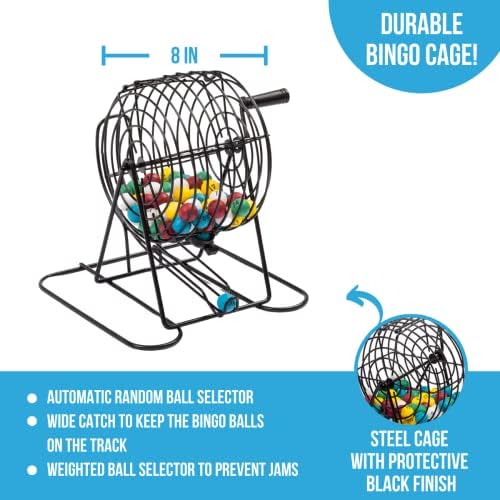 Regal Games Deluxe Bingo Game Set with Cage, Board, Balls, 18 Cards, and Chips