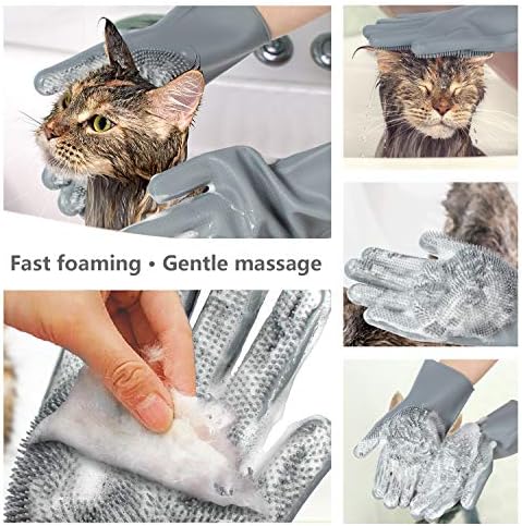 Pet Grooming Gloves - Gentle Dog Bathing Shampoo Brush - Massage Mitt with Enhanced Five Finger Design - Efficient Deshedding Glove for Dogs, Cats, Rabbits and Horses - 1 Pack