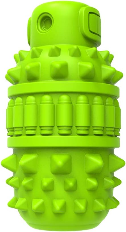 PIFFZEDO Natural Rubber Squeaky Dog Chew Toy for Large Aggressive Chewers | Indestructible large squeak toy, tough chew toy for power chewers, birthday gift, cleans tartar, green large size