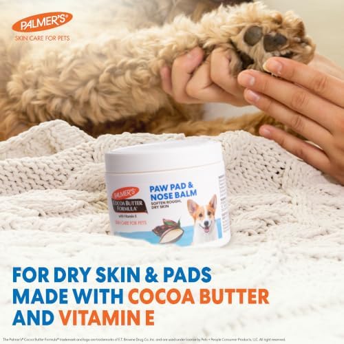 Palmers for Pets Cocoa Butter Paw Pad and Nose Balm for Dogs, 3.5 Oz | Fragrance-free, plant-based balm with Vitamin E soothes dry, cracked paws and noses between walks