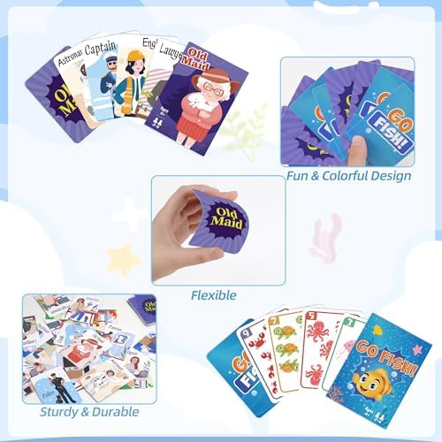 Card Games, Go Fish and Old Maid Card Game for Kids Ages 4-8