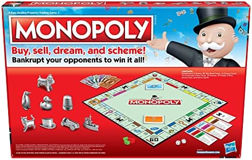 Monopoly Game, Family Board Games for 2 to 6 Players & Kids Ages 8 and Up, Includes 8 Tokens (Token Vote Edition)
