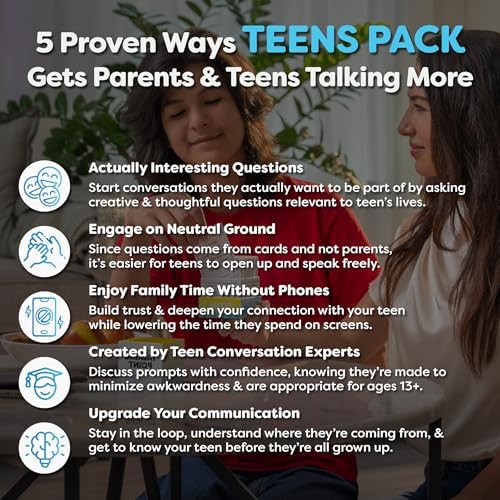 200 Teens Conversation Cards for Ages 12+, Easy Therapy Games & Questions