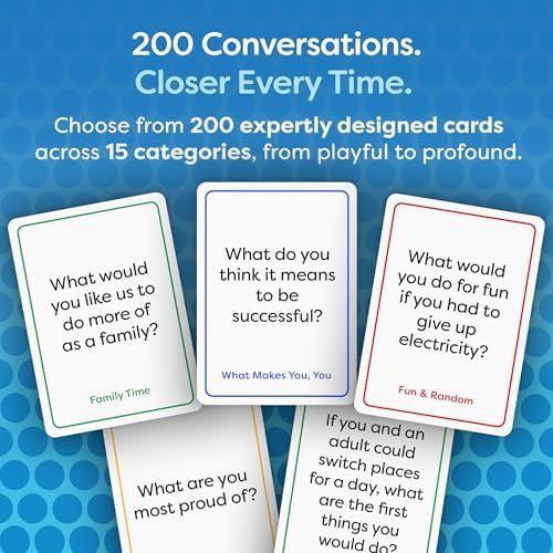 200 Family Conversation Cards for Kids, Teens & Adults - Question Card Game