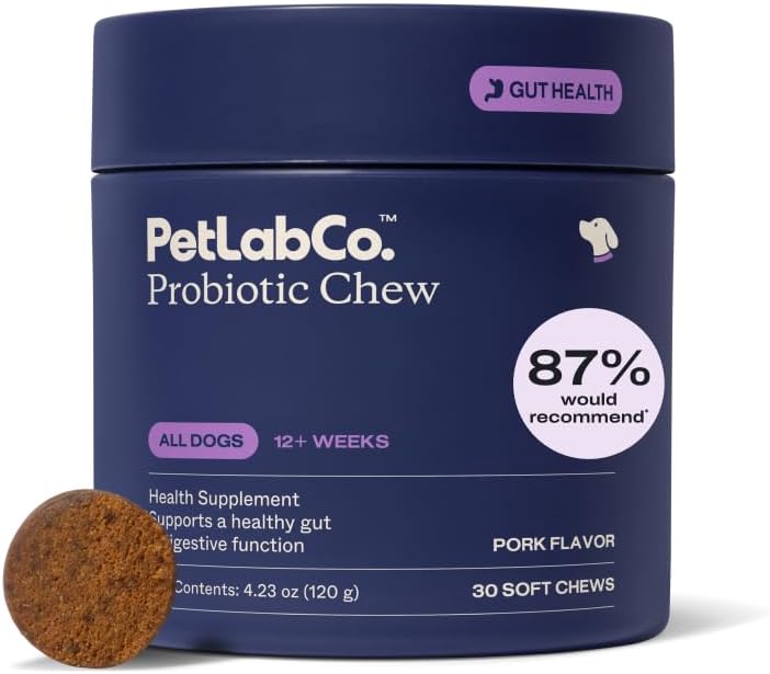 PetLab Co. Probiotic Chews for Dogs, 30 Soft Chews, Salmon | 8-strain probiotic blend with prebiotics to support digestive health, skin and seasonal allergy support