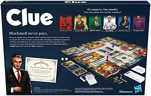 Clue Board Game for Ages 8 and Up, Reimagined Clue Game for 2-6 Players, Mystery, Detective, Family Games for Kids and Adults