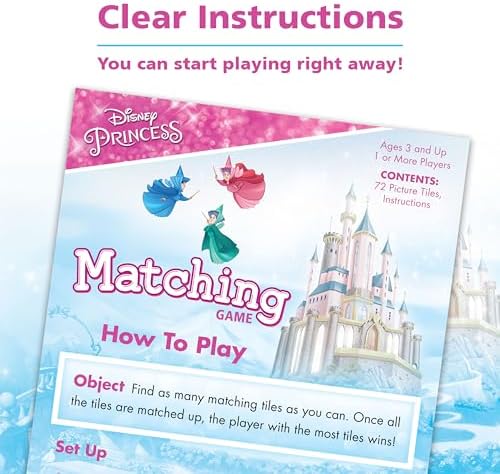 Wonder Forge Disney Princess Matching Game - Fun Memory Game for Kids Ages 3 and Up - Toddler Learning Toy Featuring Belle, Ariel, and Elsa and More Disney Princesses - Packaging May Vary