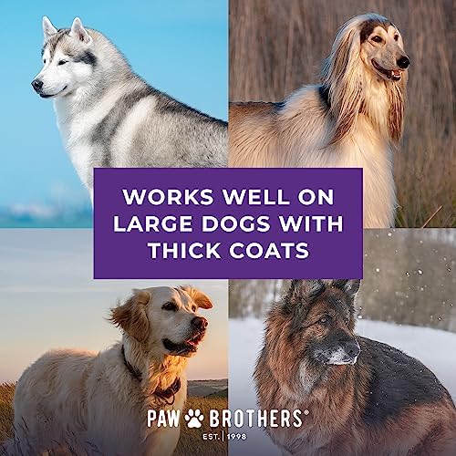 Paw Brothers Professional Grade Extra Long Slicker Brush - Ergonomic Handle, Removes Loose Undercoat and Tangles for Dogs