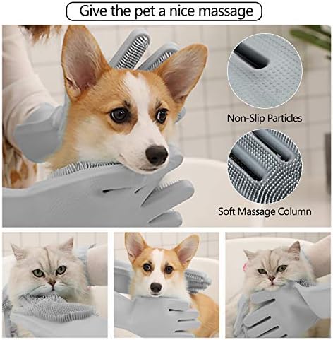 Pet Grooming Gloves - Gentle Dog Bathing Shampoo Brush - Massage Mitt with Enhanced Five Finger Design - Efficient Deshedding Glove for Dogs, Cats, Rabbits and Horses - 1 Pack