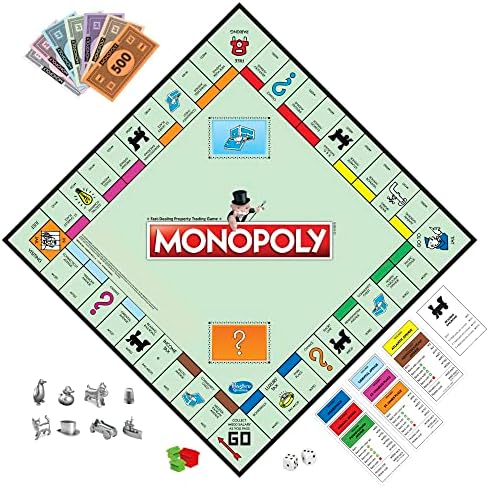 Monopoly Game, Family Board Games for 2 to 6 Players & Kids Ages 8 and Up, Includes 8 Tokens (Token Vote Edition)