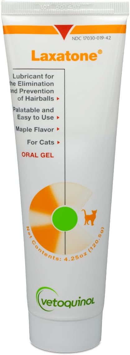 Vetoquinol Laxatone - Hairball Gel for Cats - Gentle Oral Lubricant for Everyday Use - Well-Flavored Hairball Remedy - Easy-to-Use Pet Care Essentials - 4.25 Ounce