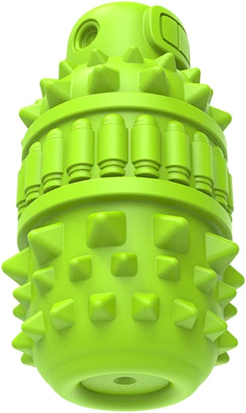PIFFZEDO Natural Rubber Squeaky Dog Chew Toy for Large Aggressive Chewers | Indestructible large squeak toy, tough chew toy for power chewers, birthday gift, cleans tartar, green large size
