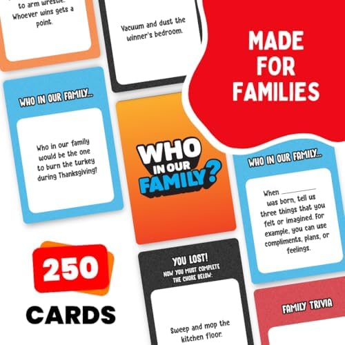 Viral Studios Who in Our Family? – Hilarious Family Party Game | Trivia, “Most Likely to” & Head-to-Head Challenges | Fun Family Game Night Card Game for Kids, Teens & Adults