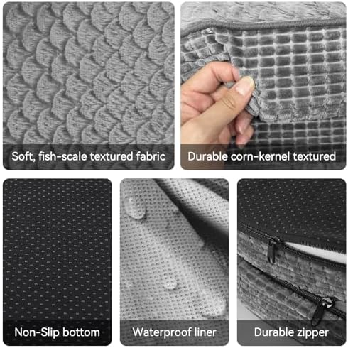 JOEJOY Orthopedic Dog Beds Large Sized Dog, XL Egg-Crate Memory Foam Pet Couch Bed with Bolster Sides, Waterproof Lining, Removable Washable Cover & Non-Slip Bottom, Grey