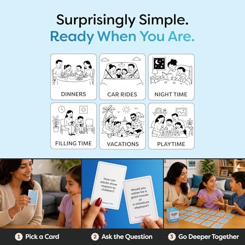 200 Family Conversation Cards for Kids, Teens & Adults - Question Card Game