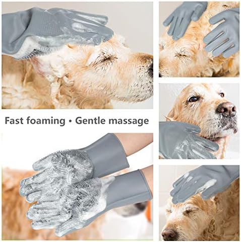 Pet Grooming Gloves - Gentle Dog Bathing Shampoo Brush - Massage Mitt with Enhanced Five Finger Design - Efficient Deshedding Glove for Dogs, Cats, Rabbits and Horses - 1 Pack