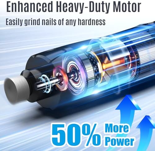 Casfuy New 6-Speed Dog Nail Grinder - 50% More Power Dog Nail Trimmers with 2 LED Lights Quiet 7h Running Time Electric Pet Nail Grinder File Toenail Grinder for Large Medium Small Dogs & Cats (DB)