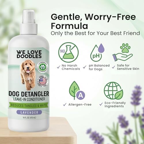 Dog Detangler Spray, Leave-in Conditioner Spray for Dogs, Lavender, 16 OZ