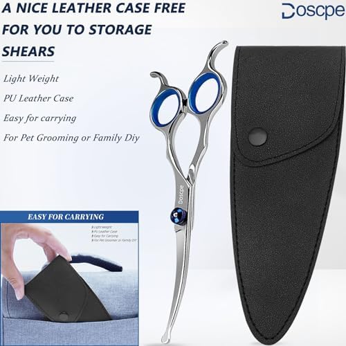 Curved Dog Grooming Scissors 6.69 inches Round Tips Pet Grooming Shears for Dog Cat on Face Paw Hair Trimming Right Left Handed