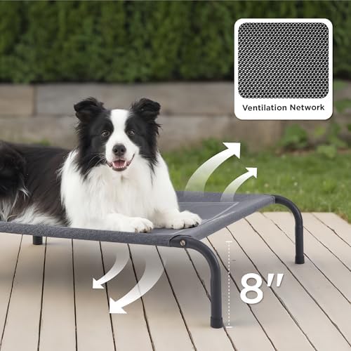 Bedsure Outdoor Elevated Cooling Dog Bed Large Sized Dog, 49in Grey