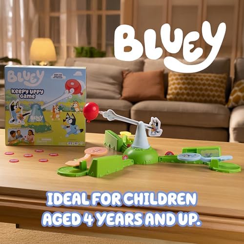 Bluey Keepy Uppy Game, Motorized Toddler Game with Bingo and Chilli Character Paddles, Games for 4+ Year Olds