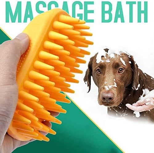 Pet Silicone Shampoo Brush for Long & Short Hair Medium Large Pets Dogs Cats,Shower Wash Curry Brush,Dog hair Products Accessories Dog Back Massage for Long & Short Hair Small Large Pets Dogs(Green)